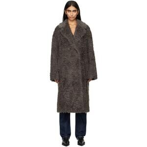 STAND STUDIO Nicole Faux-Fur Coat Gray - XS